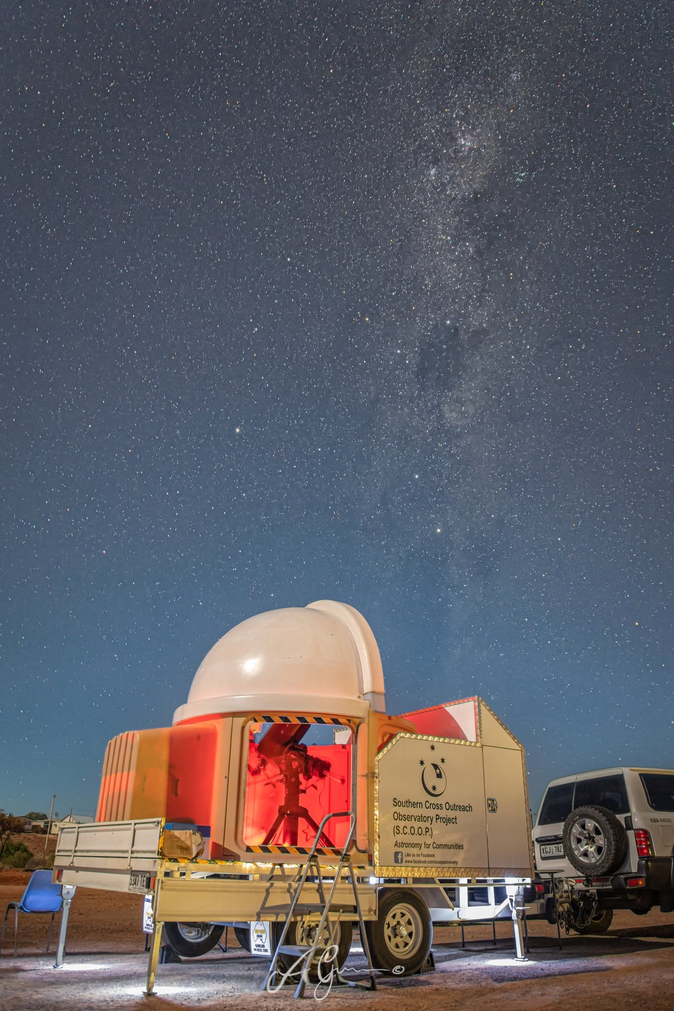 Adam Green, an avid Astro photographer took one of the most iconic long exposure photograph of SCOOP with the Milky Way Galaxy.
