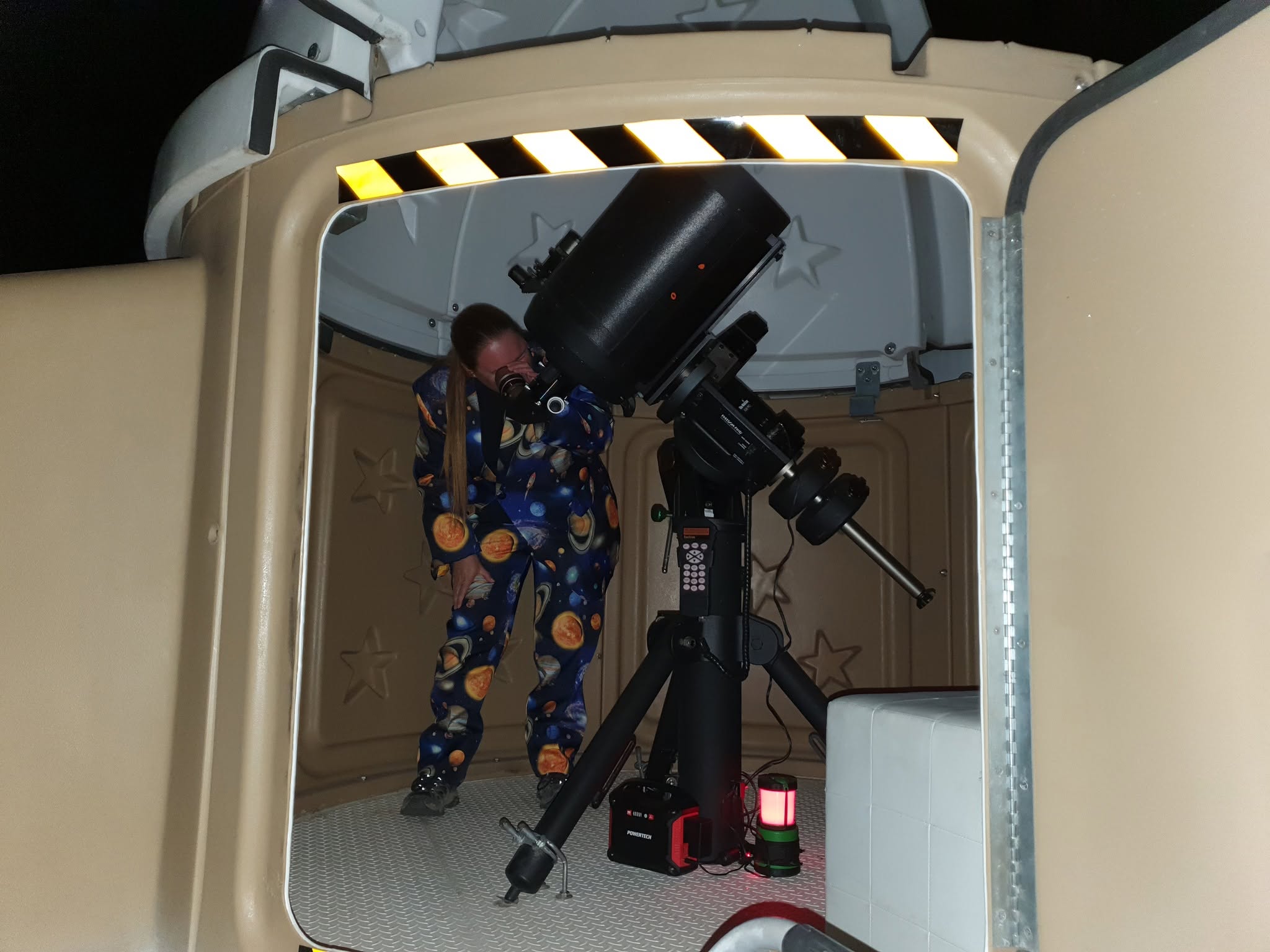 Rebecca of the Woomera-Baker Observatory enjoying a brief glimpse of the deep cosmos
