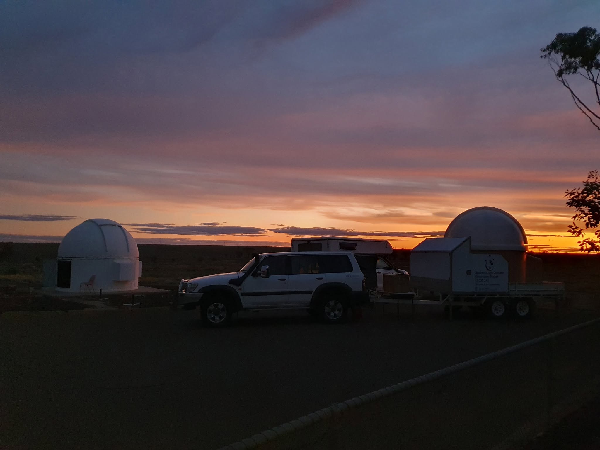 SCOOP and Woomera-Baker Observatory at sunset